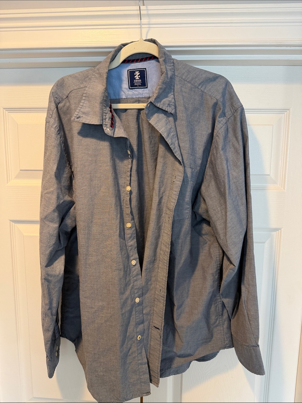 Izod Light Blue Chambray Shirt with Navy Label